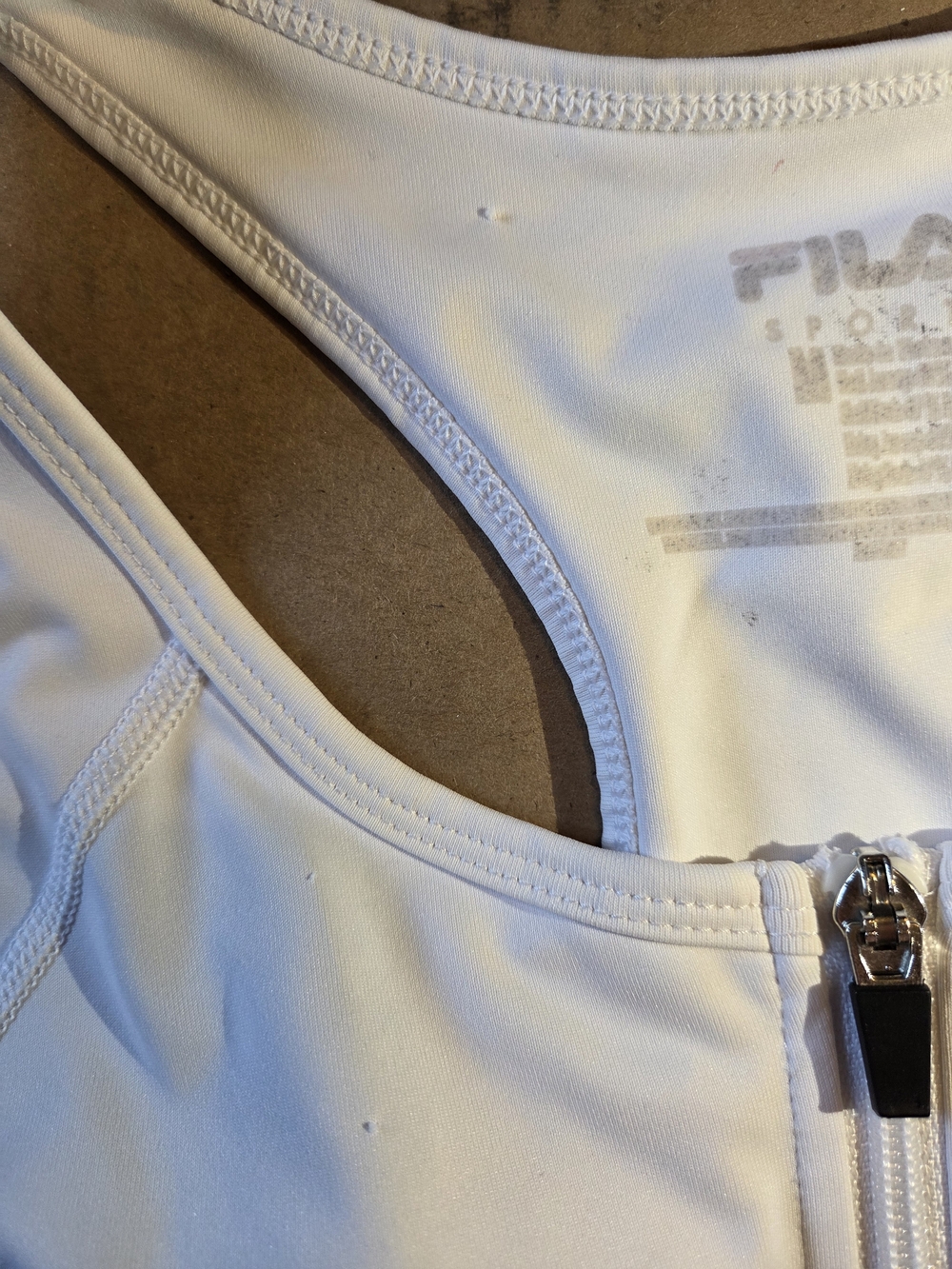 Fila White Front-Zip Racerback Sports Bra Sz Medium - Picture 2 of 6
